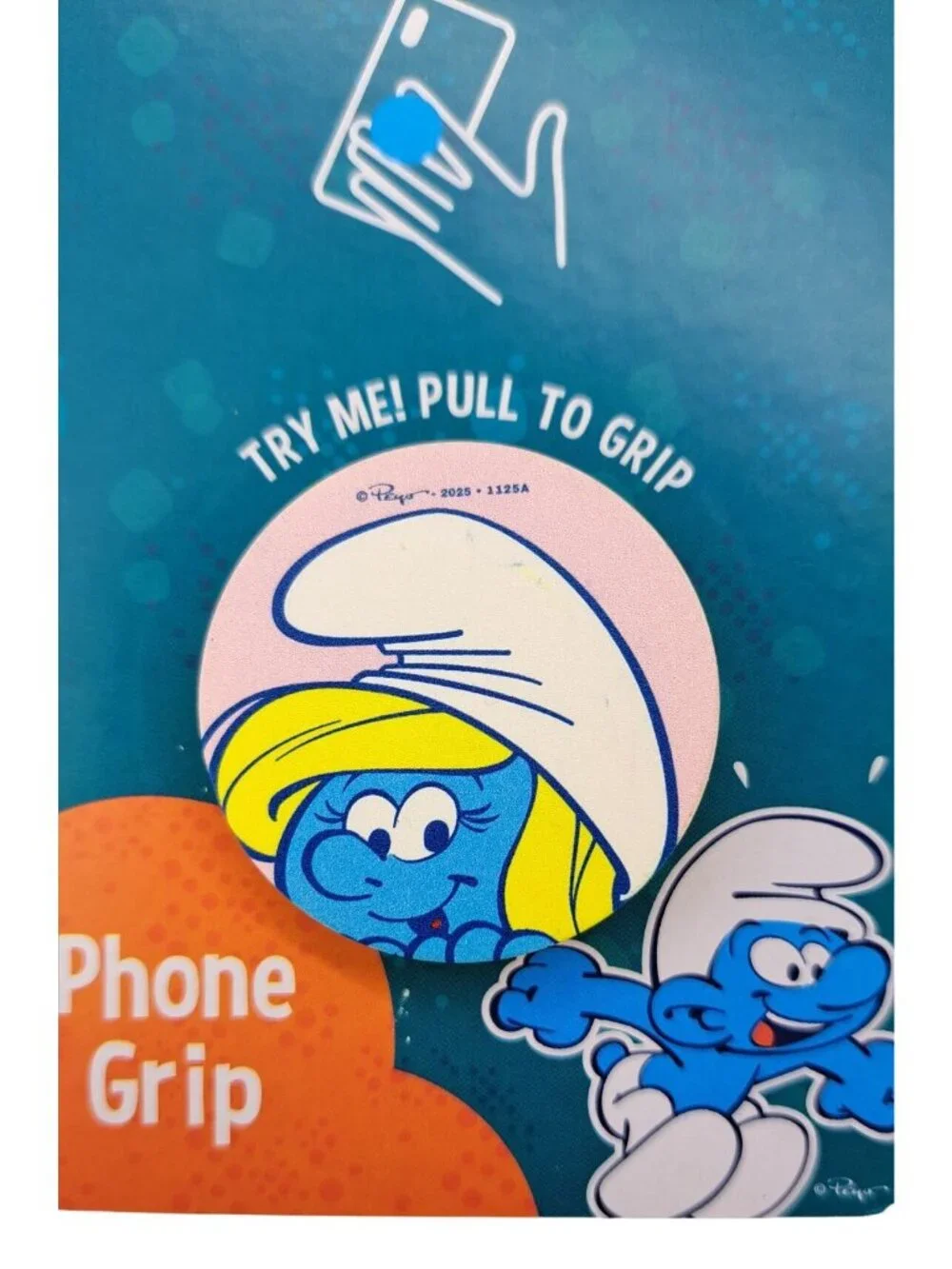 The Smurfs Smurfette Cell Phone Grip Accessory Blue Peyo Stand Pink Pop Up New